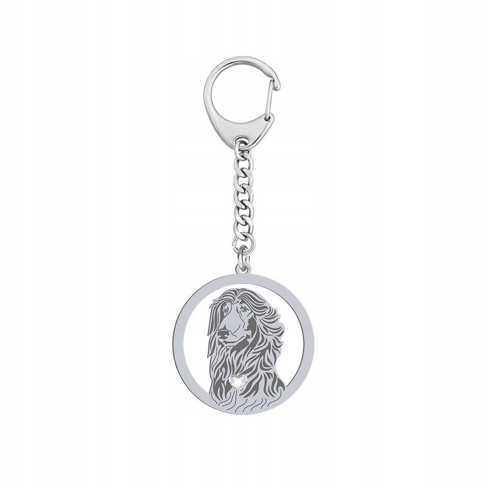 Afghan Hound Přívěsek Na Klíče Stříbrný 925 Afghánský chrt Dedikace Gravírování Bonus