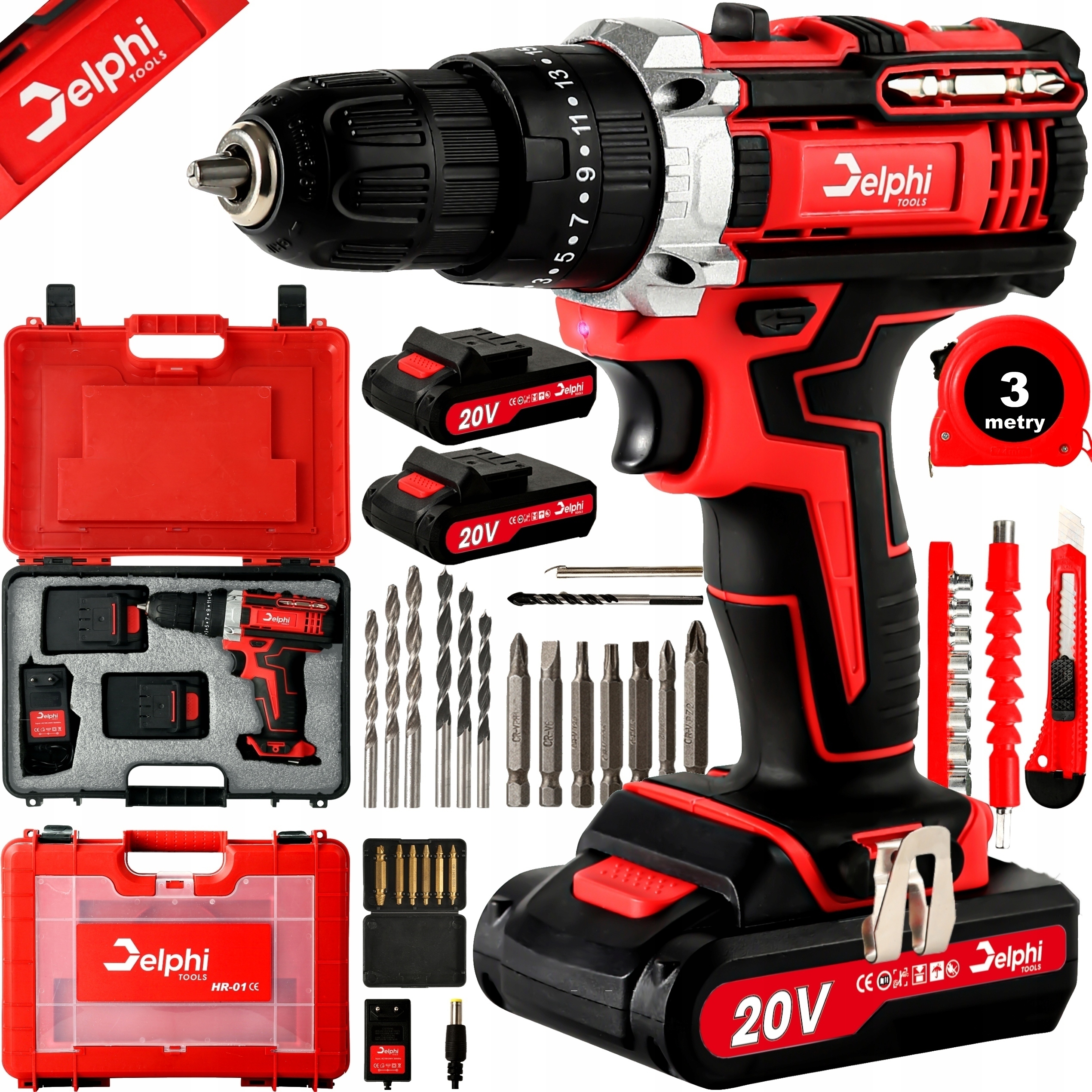 Aku Vrtačka Akumulátorová 2xAKU Příklepová Silná 20V Šroubovák