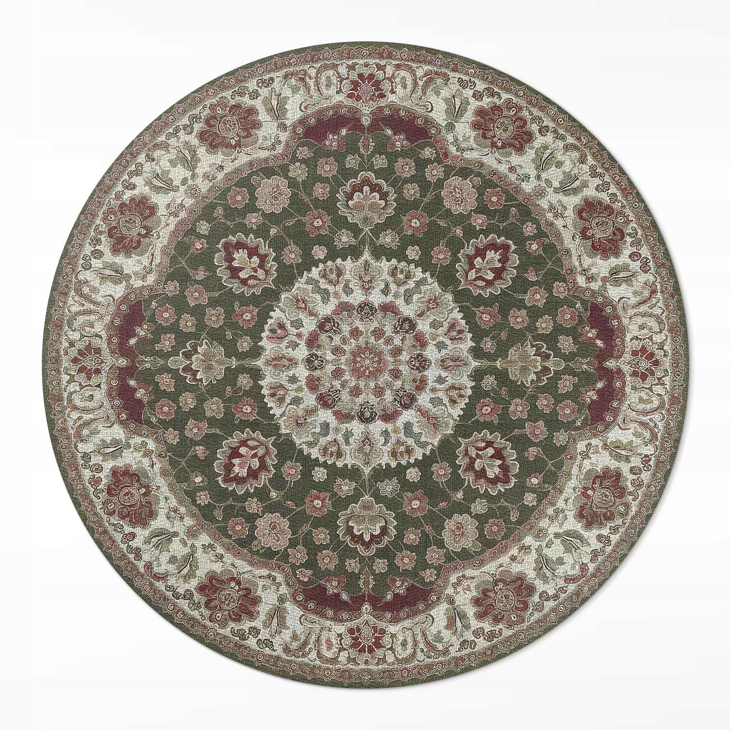 Kulatý Koberec koberec s grafikou, průměr 70 cm, Perská zeleň mandala