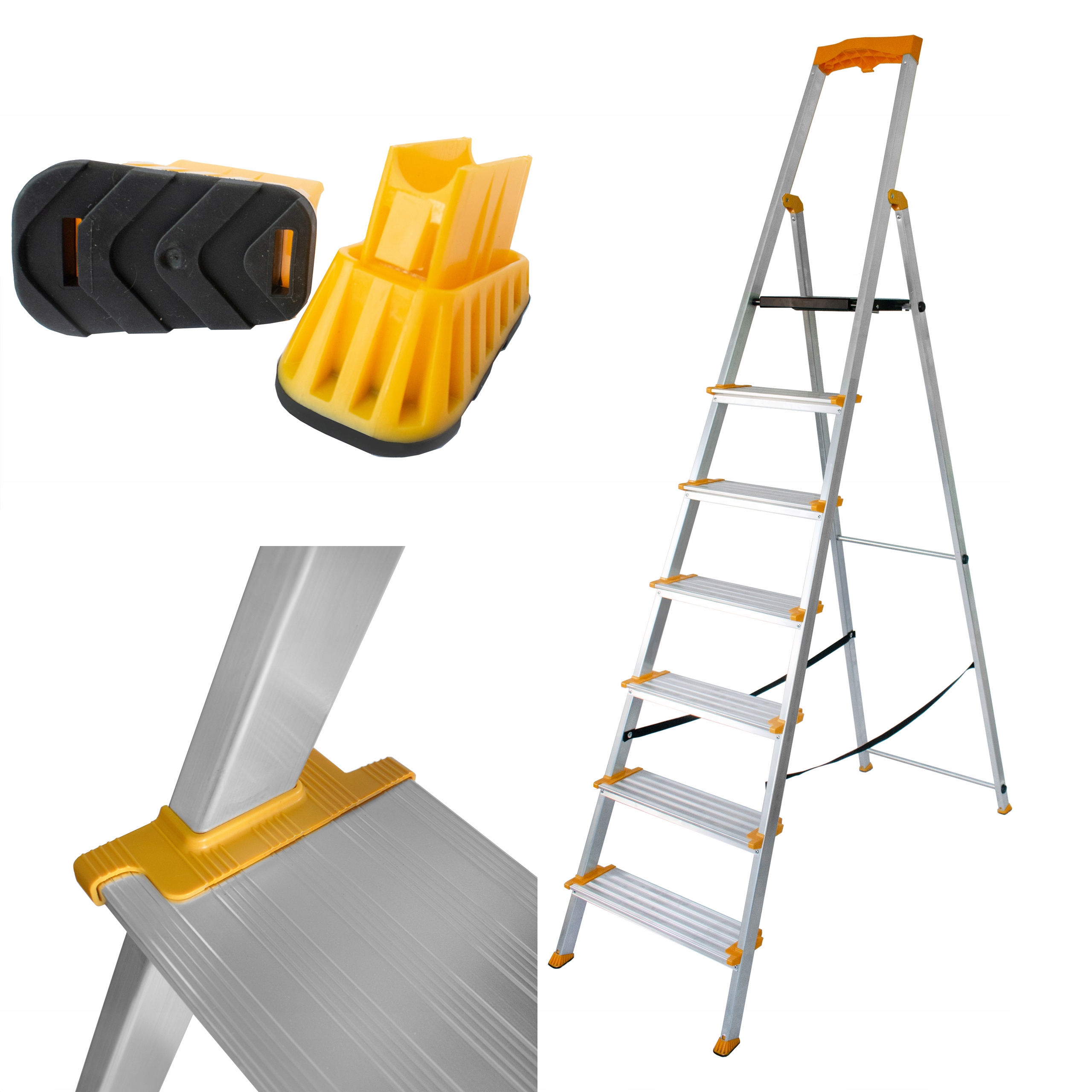 Žebřík Police 7 stupňů Široké stupně Drabest