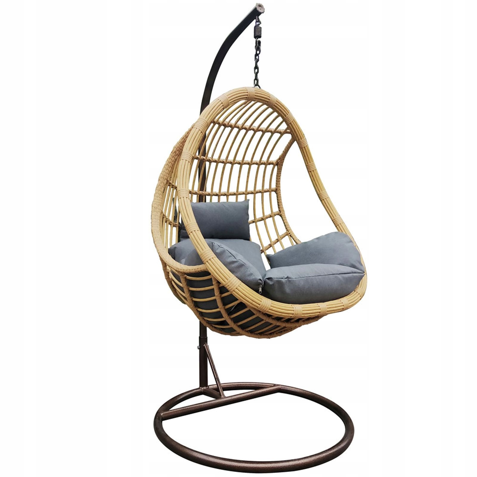 FOTEL WISZĄCY BUJANY OGRODOWY KOKON KOSZ BEŻ HAMAK