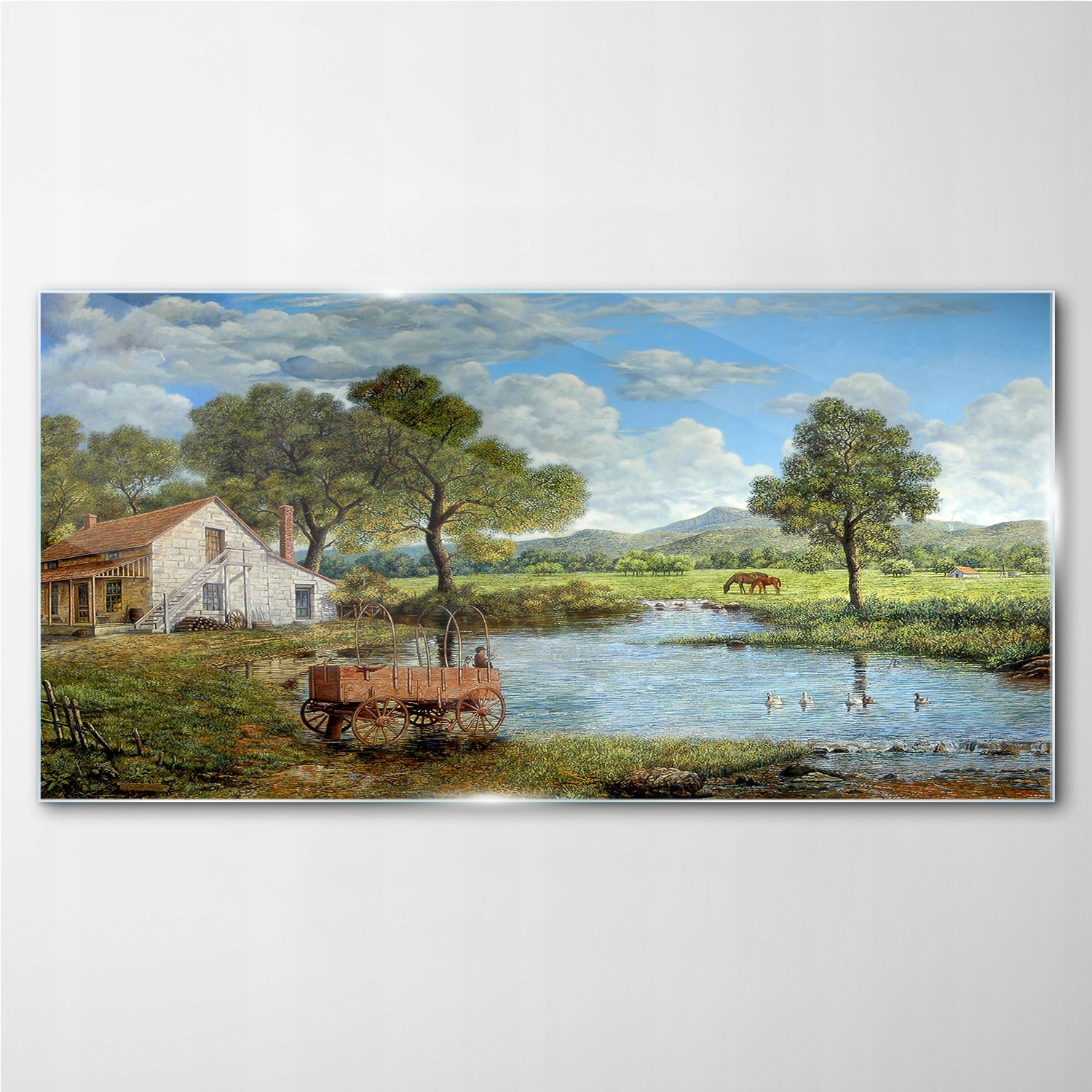 

Obraz szklany Wieś drzewo góra krajobraz 140x70 cm