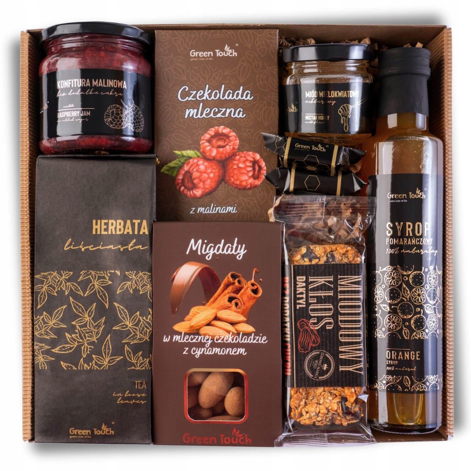 Dárková Sada koš sladkosti čaj mandle sirup med zavařenina box
