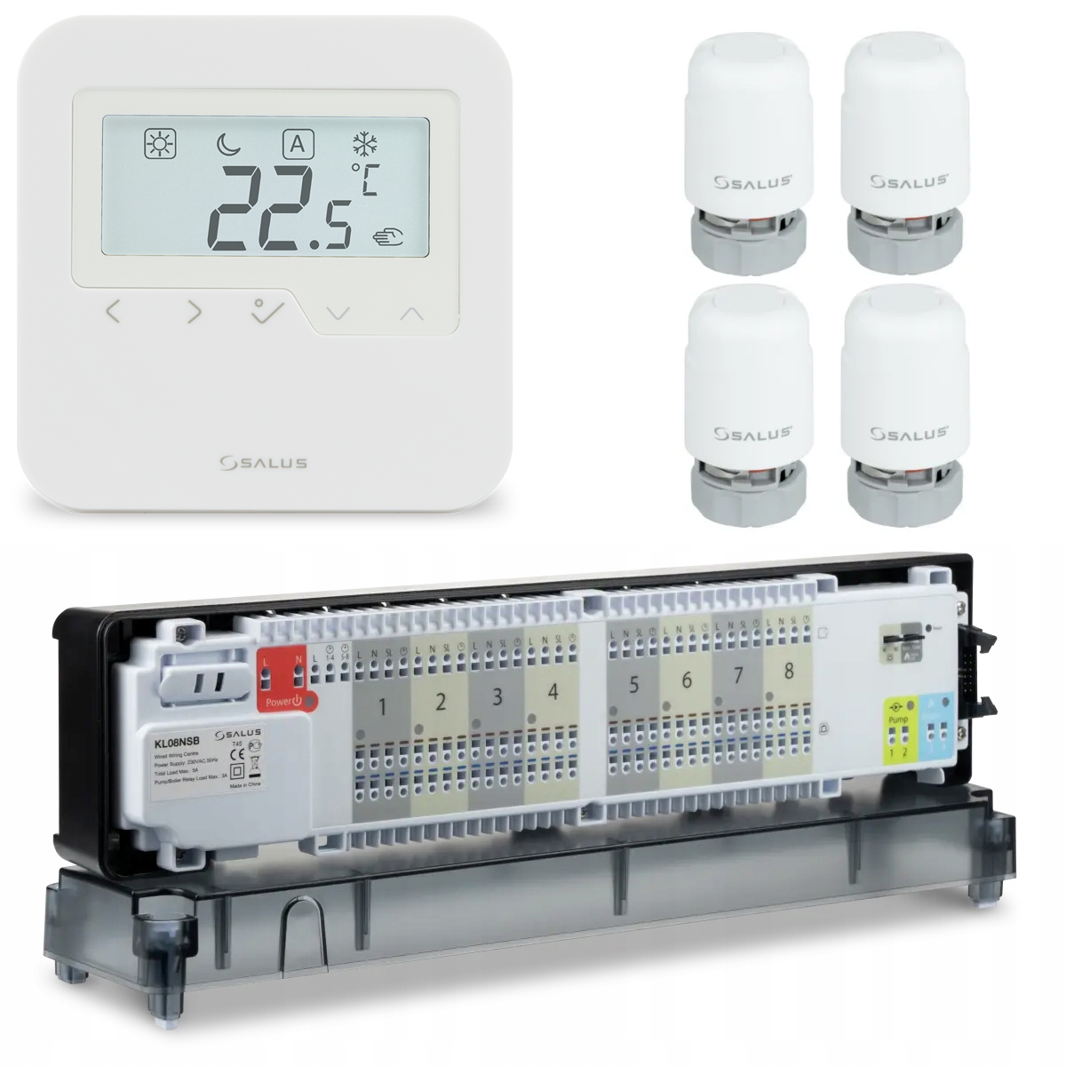 Sada Na Podlahové Vykurovanie Salus Lišta Regulátor HTRS230 4 Pohony
