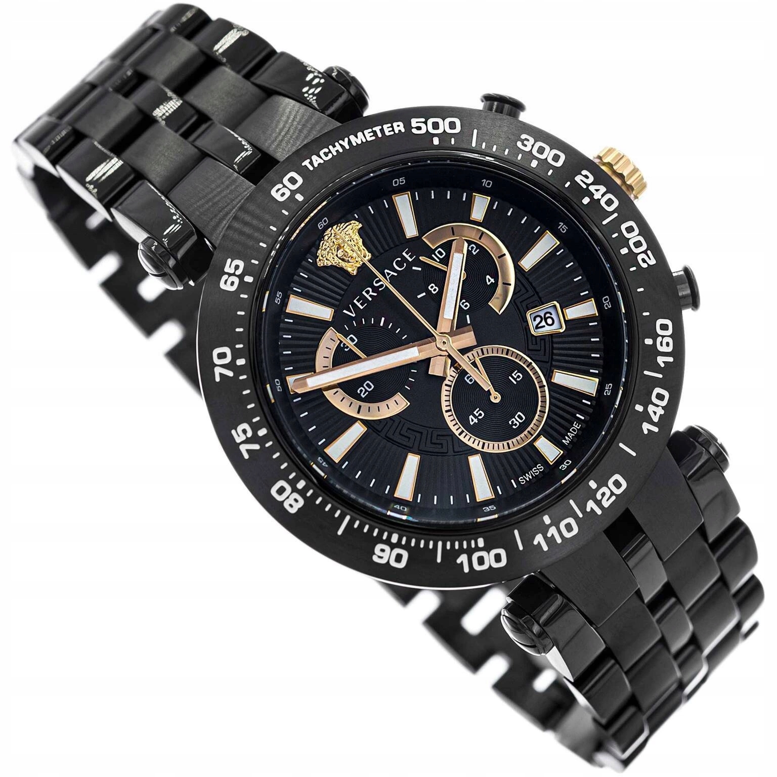 Pánské Hodinky Versace VEJB00722 Bold Chrono Černé Na Náramku Datumovka