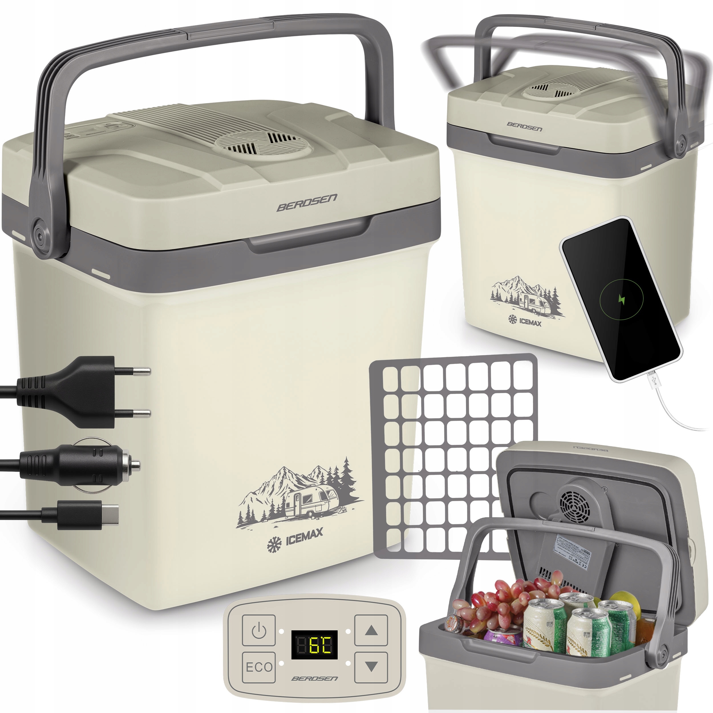 Lodówka Turystyczna Samochodowa 12V/230V Usb Funkcja Grzania 26L