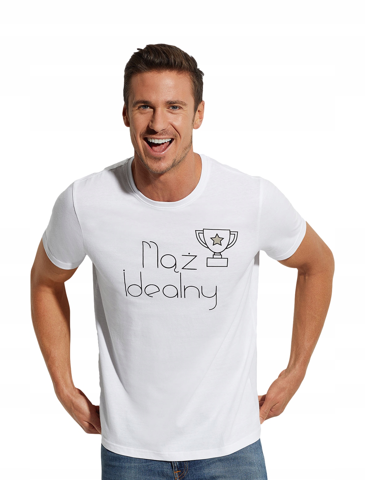 

Koszulka Tshirt bluzka męska Biała Mąż Idealny *L