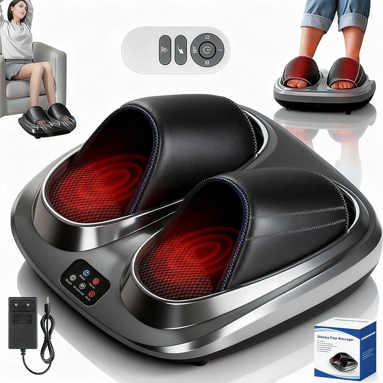 Masażer Stóp Nóg Shiatsu Ergonomiczny Design 24W 3TRYBY Timer Automatyczny