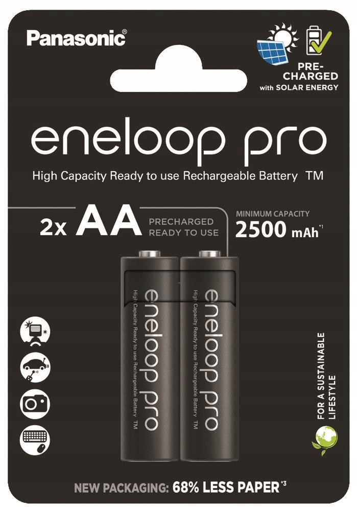 Akumulatorki R6 Aa Panasonic Eneloop Pro 2500mAh Ni-MH BK-3HCDE/2BE (blis