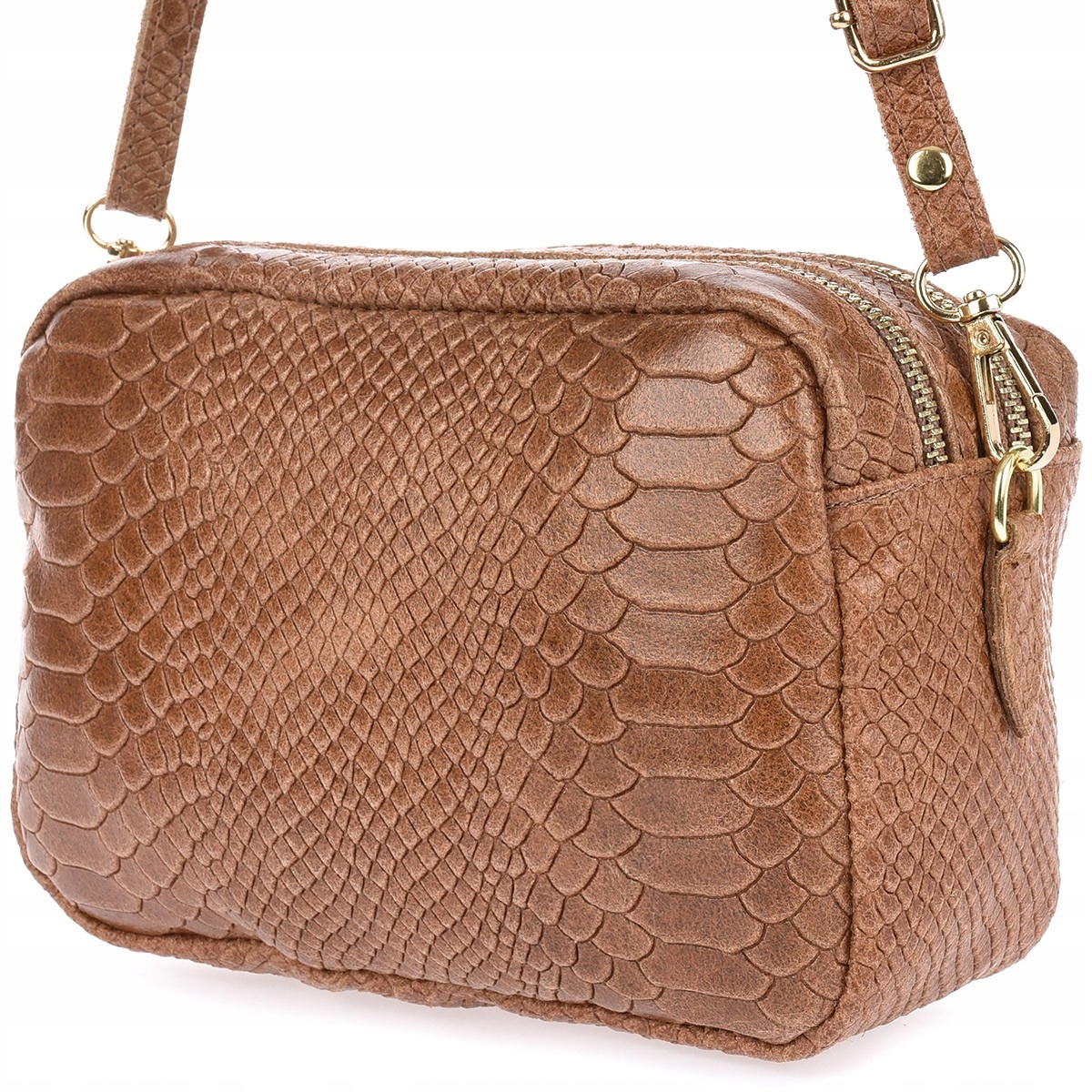 Taupe kožená kabelka přes rameno dámská italská croco kufřík Beltimore P12