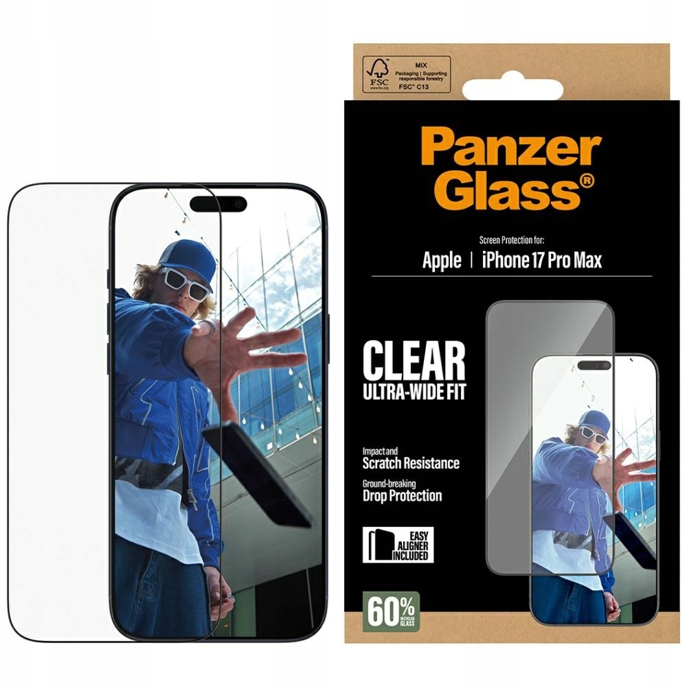 Tvrzené Sklo Pro Iphone 17 Pro Max Panzerglass Ultra-wide Fit Easyaligner