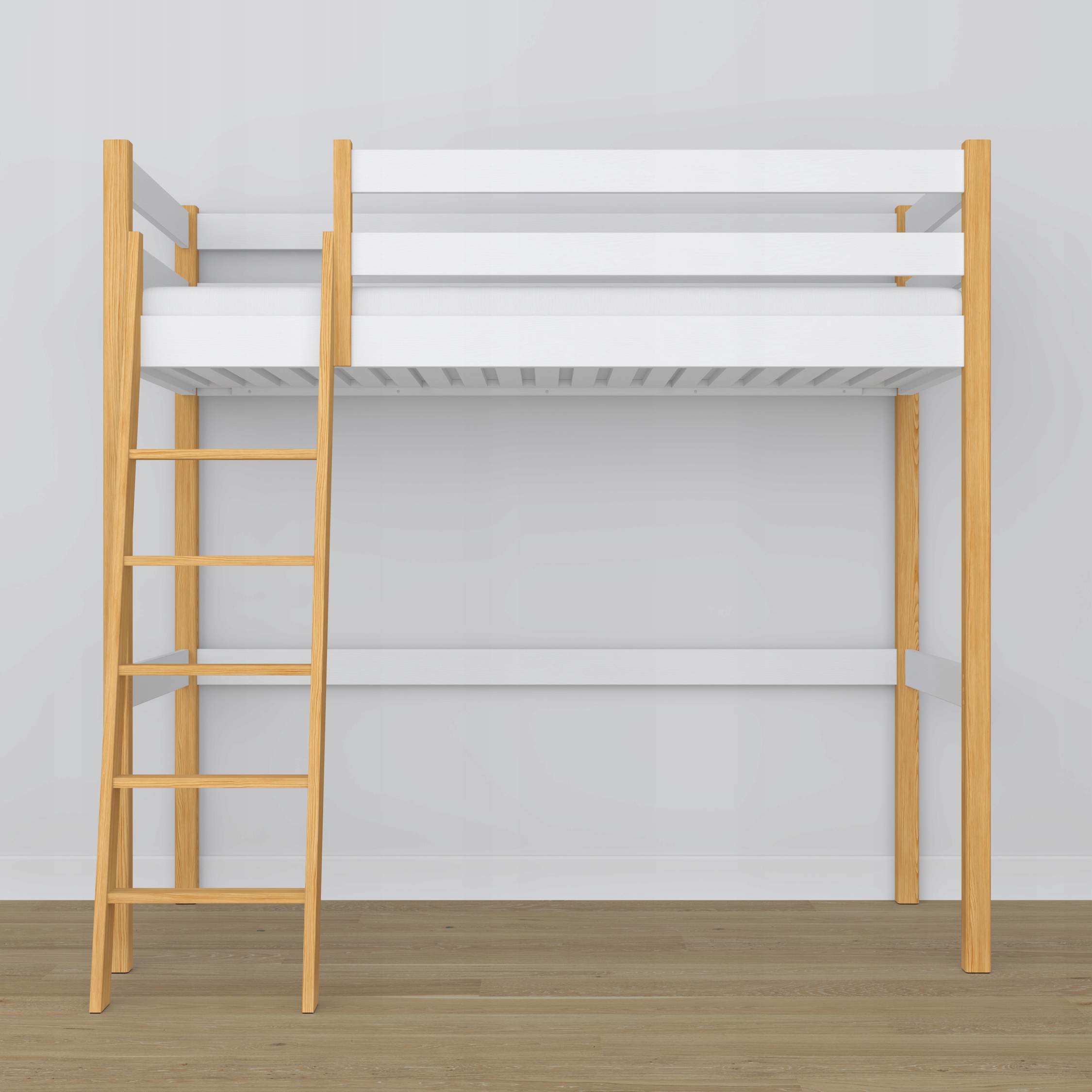 Łóżko na antresoli N03 biało sosnowe 80x200 Typ łóżko piętrowe