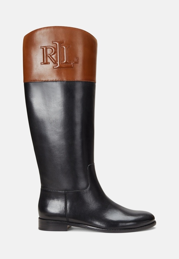 Lauren Ralph Lauren Justine Czarno Brązowe Skórzane Kozaki 35,5 12001