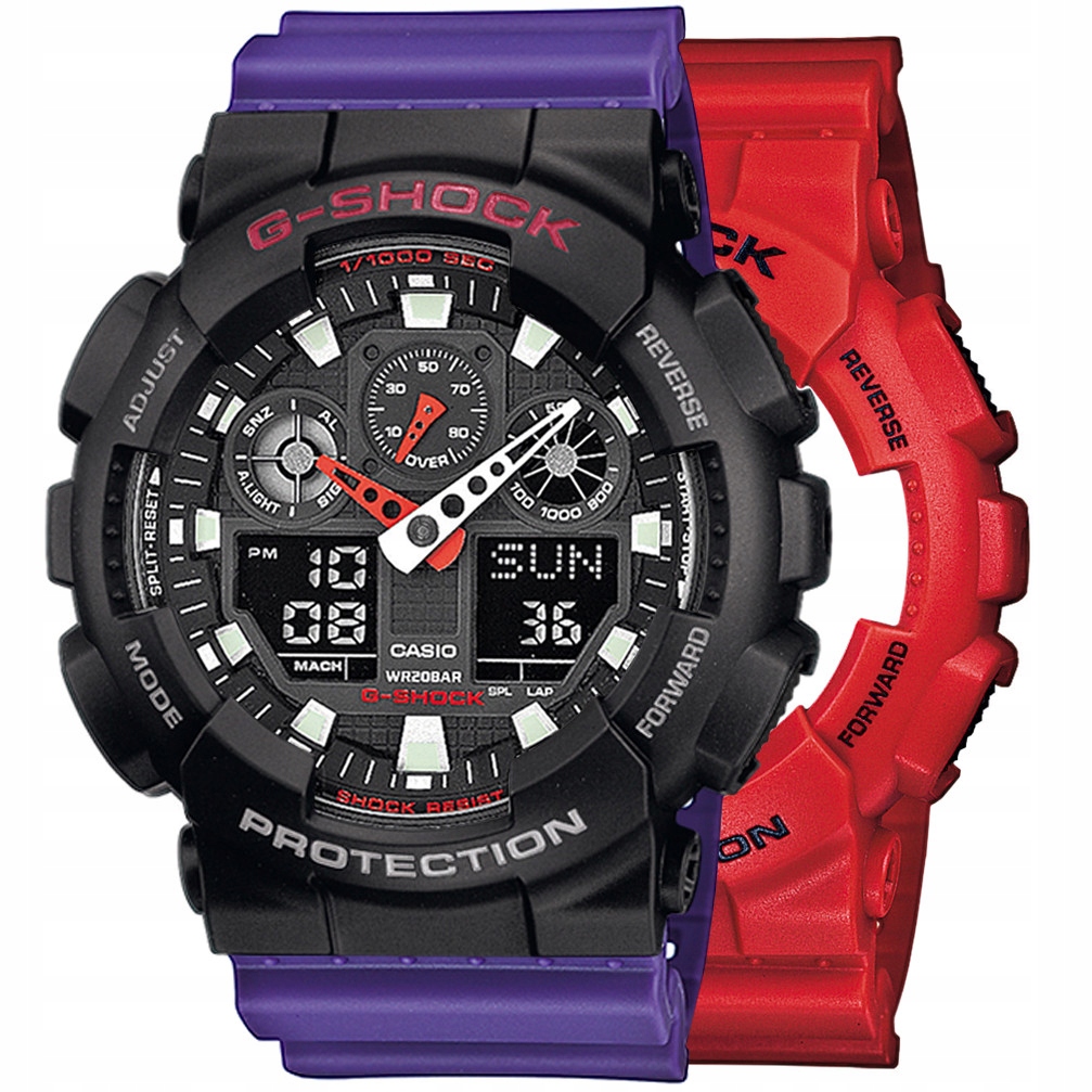 Sada G-shock GA-100B-4AER Černá Fialová