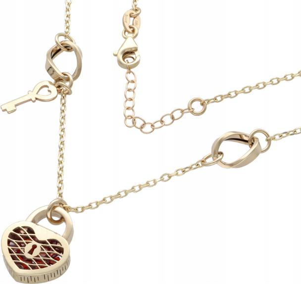 Zlatý náhrdelník pro ženu 585 srdce klíček visací zámek moderní značkový