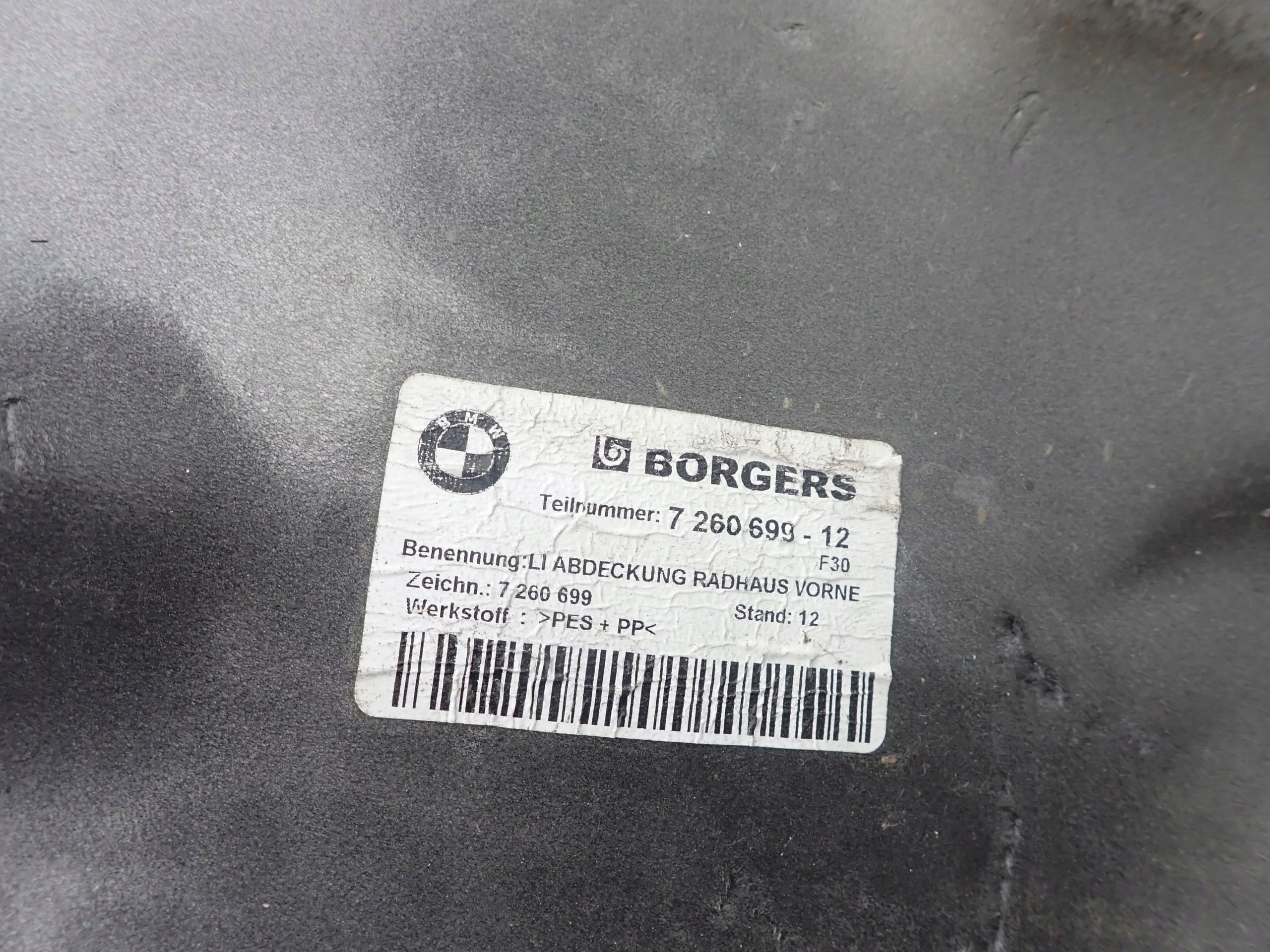 BMW F30 F31 mudguard left front front