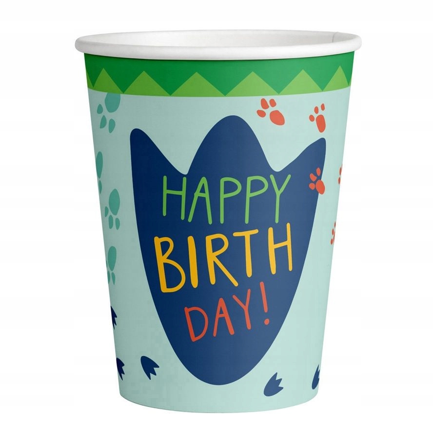 KUBECZKI PAPIEROWE HAPPY BIRTHDAY DINO dinozaury