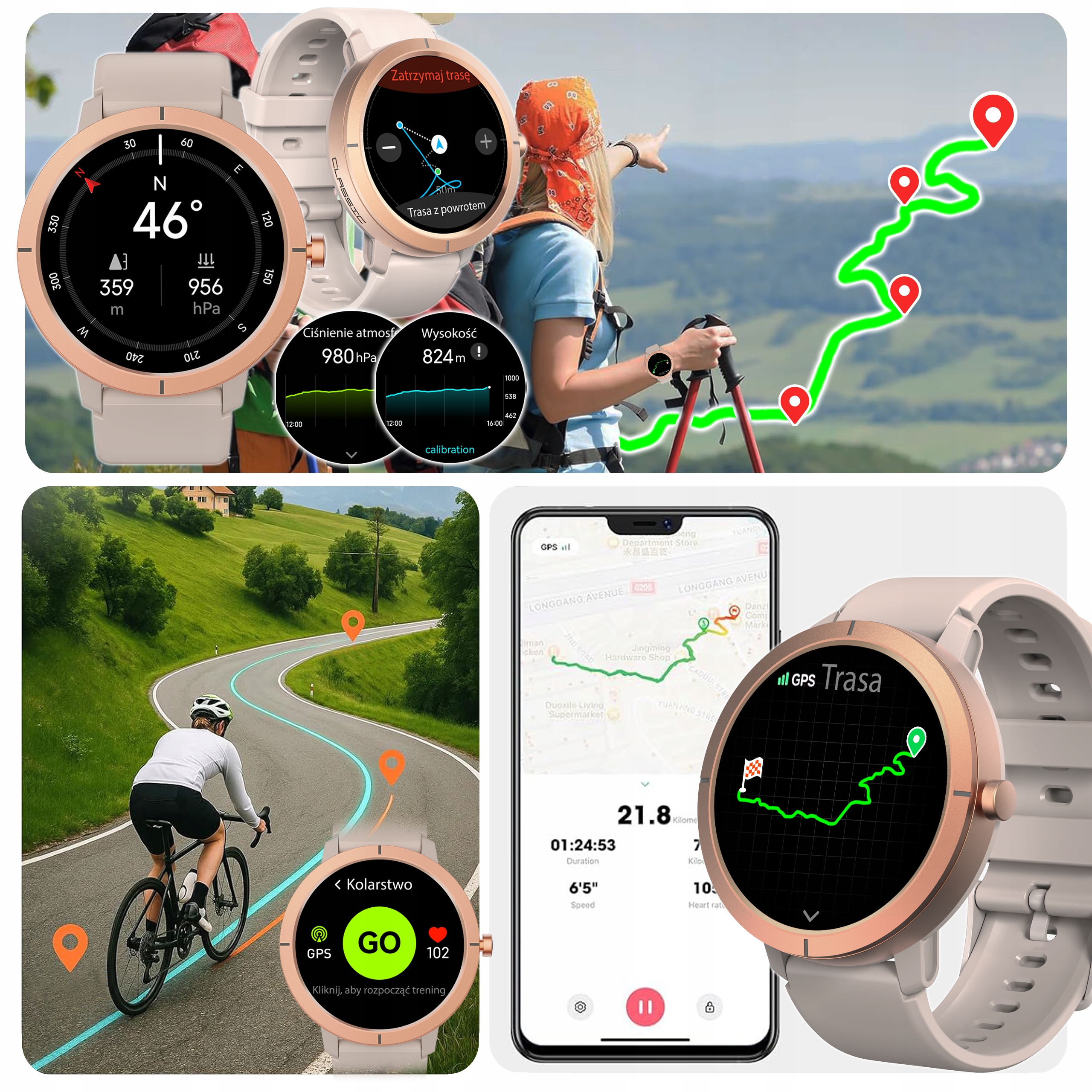 ZEGAREK DAMSKI SMARTWATCH PROVENTUS GPS AMOLED MENU PL ROZMOWY WODOODPORNY Rodzaj cyfrowe