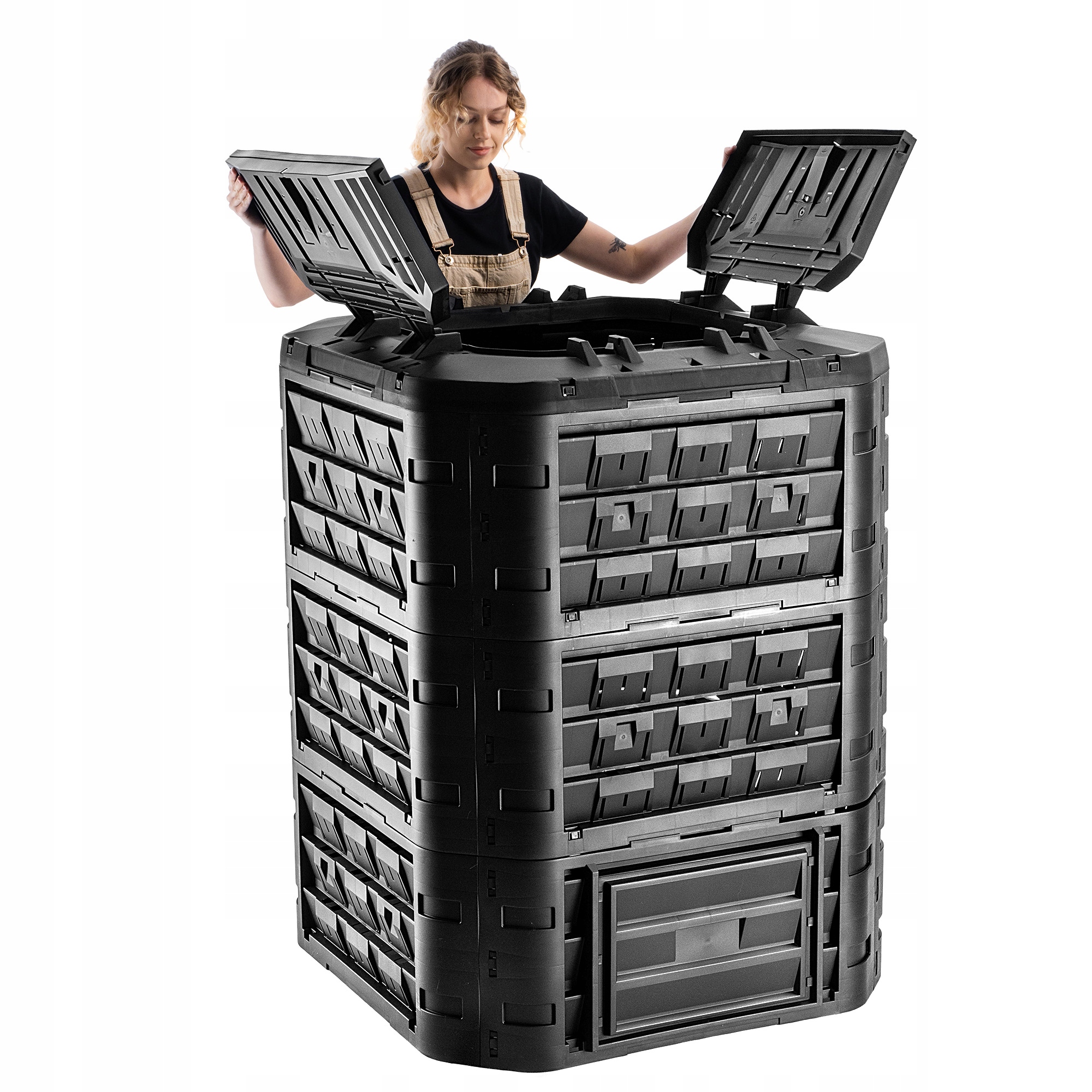 KOMPOSTOWNIK OGRODOWY DUŻY MODUŁOWY CAŁOROCZNY MROZOODPORNY NAWÓZ 950L Producent Kadax