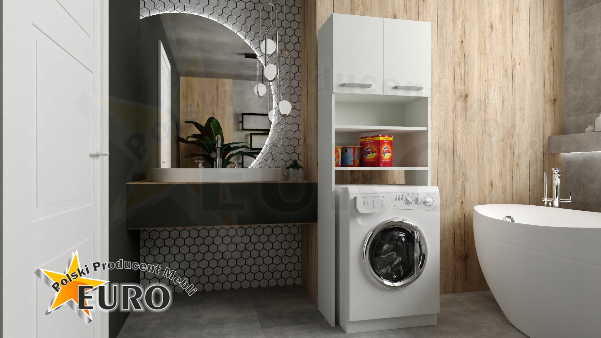 Szafka nad pralkę łazienkowa POLA - BIAŁA Marka Euro-Meble