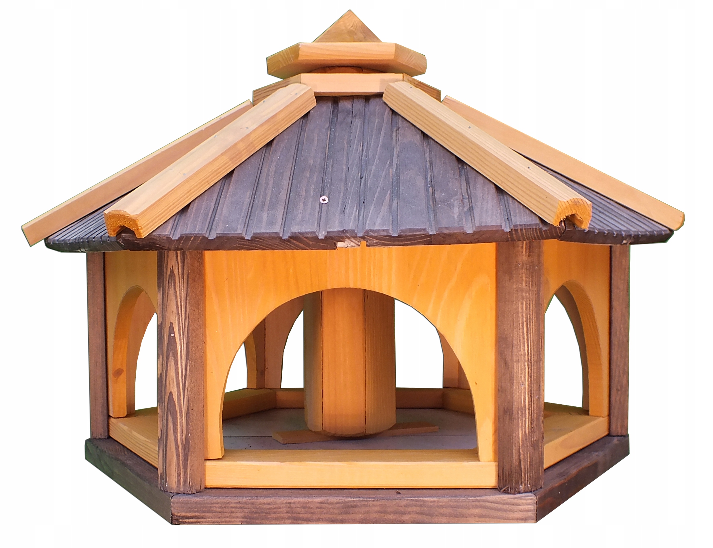 Krmítko pro ptáky dřevo do zahrady s náplní Krmítka KW60 šedá Polský