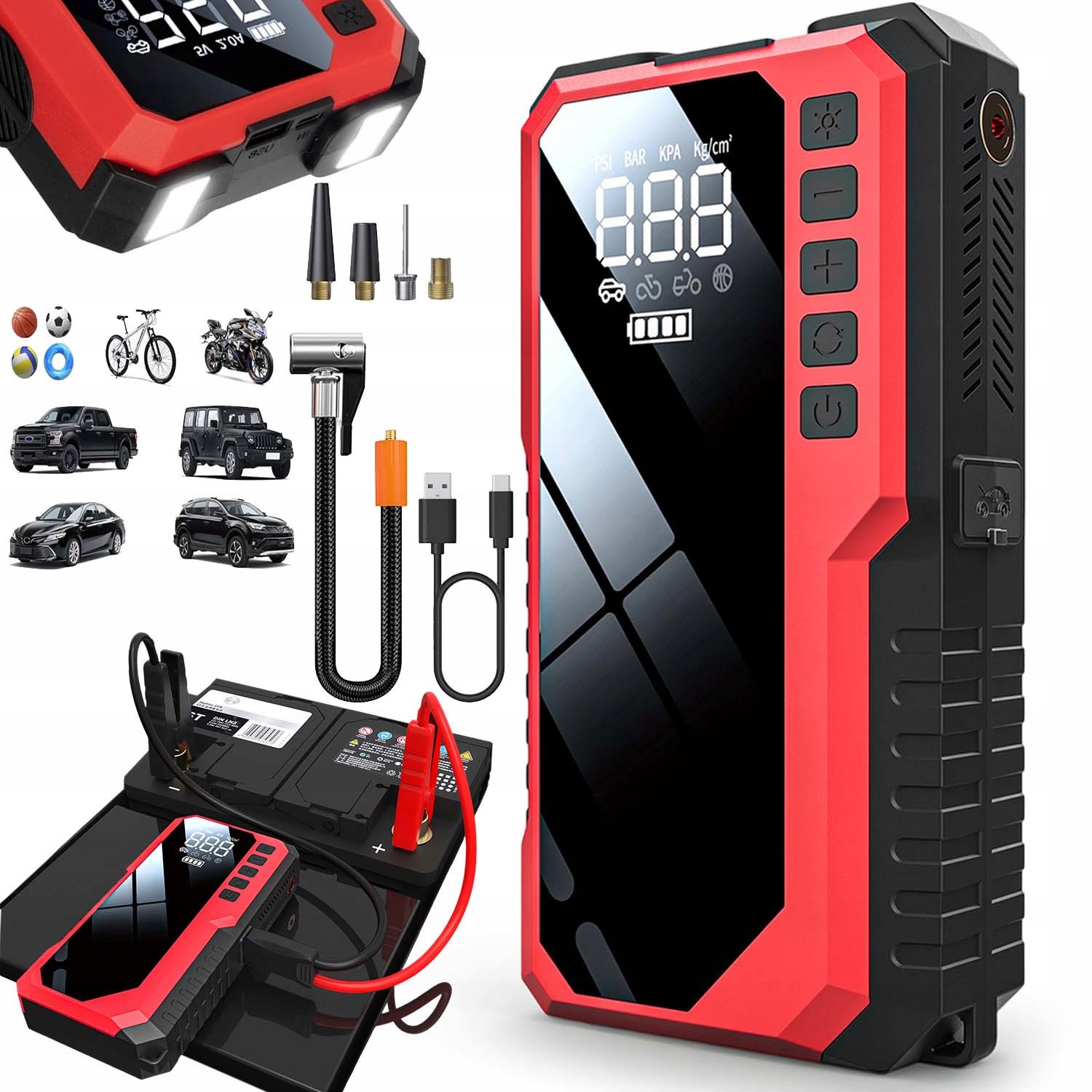 Výkonný Booster Startování Jump Starter Zařízení Displej S LCD 6400mah