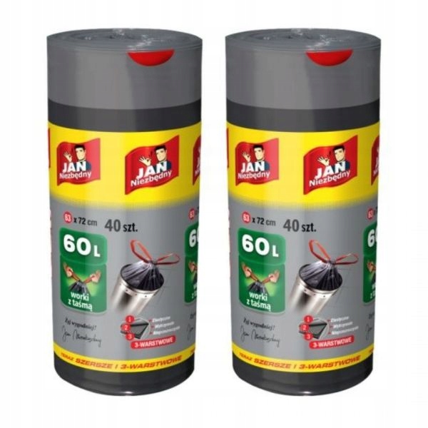 

Worki na odpady Jan Niezbędny z taśmą 60l 40szt x2