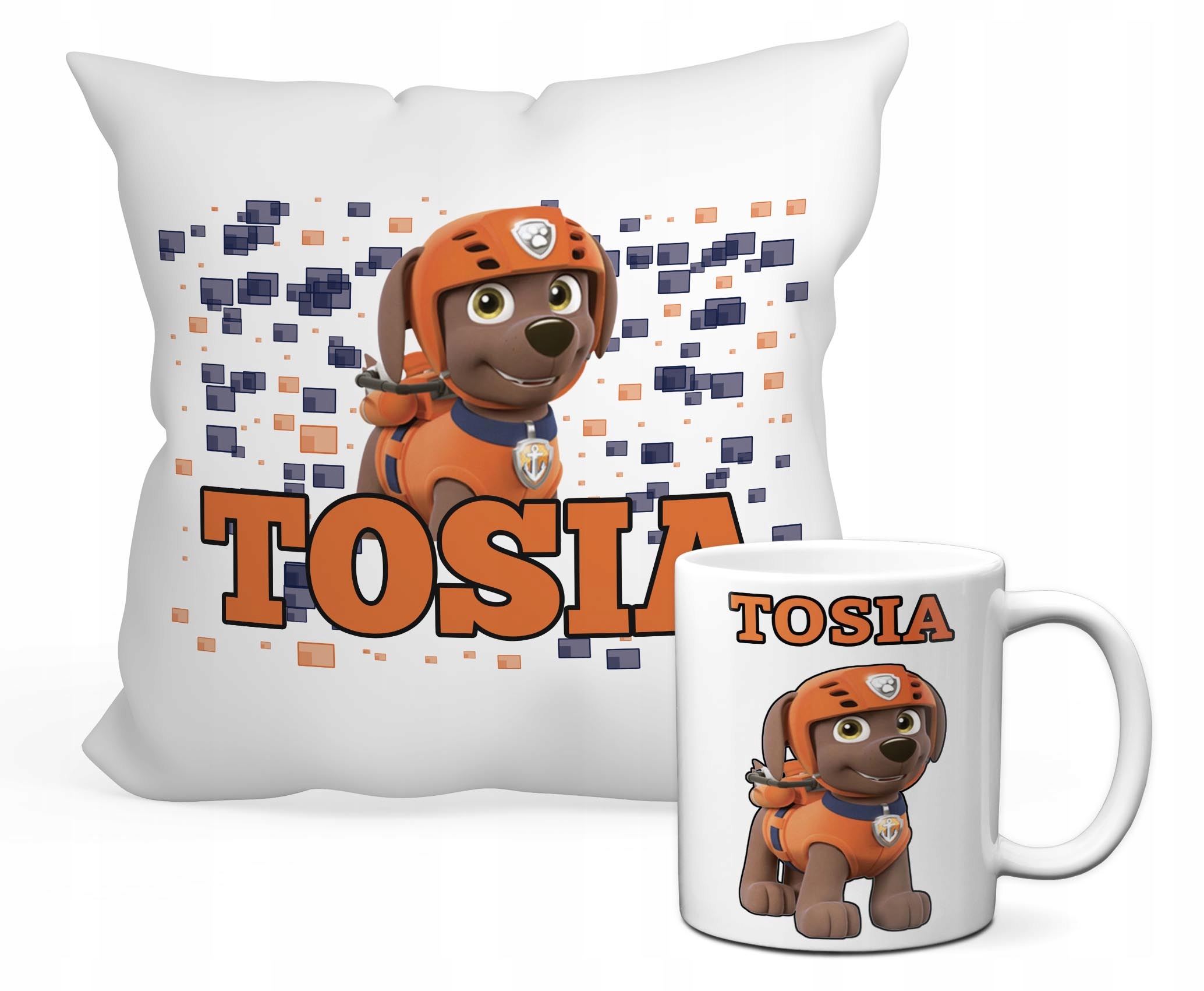 

Zestaw Kubek+poduszka Psi Patrol Zuma+dowolne Imię