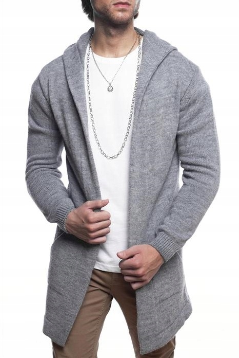 Přehoz Na Teplý Svetr Kardigan S Kapucí Šedý L