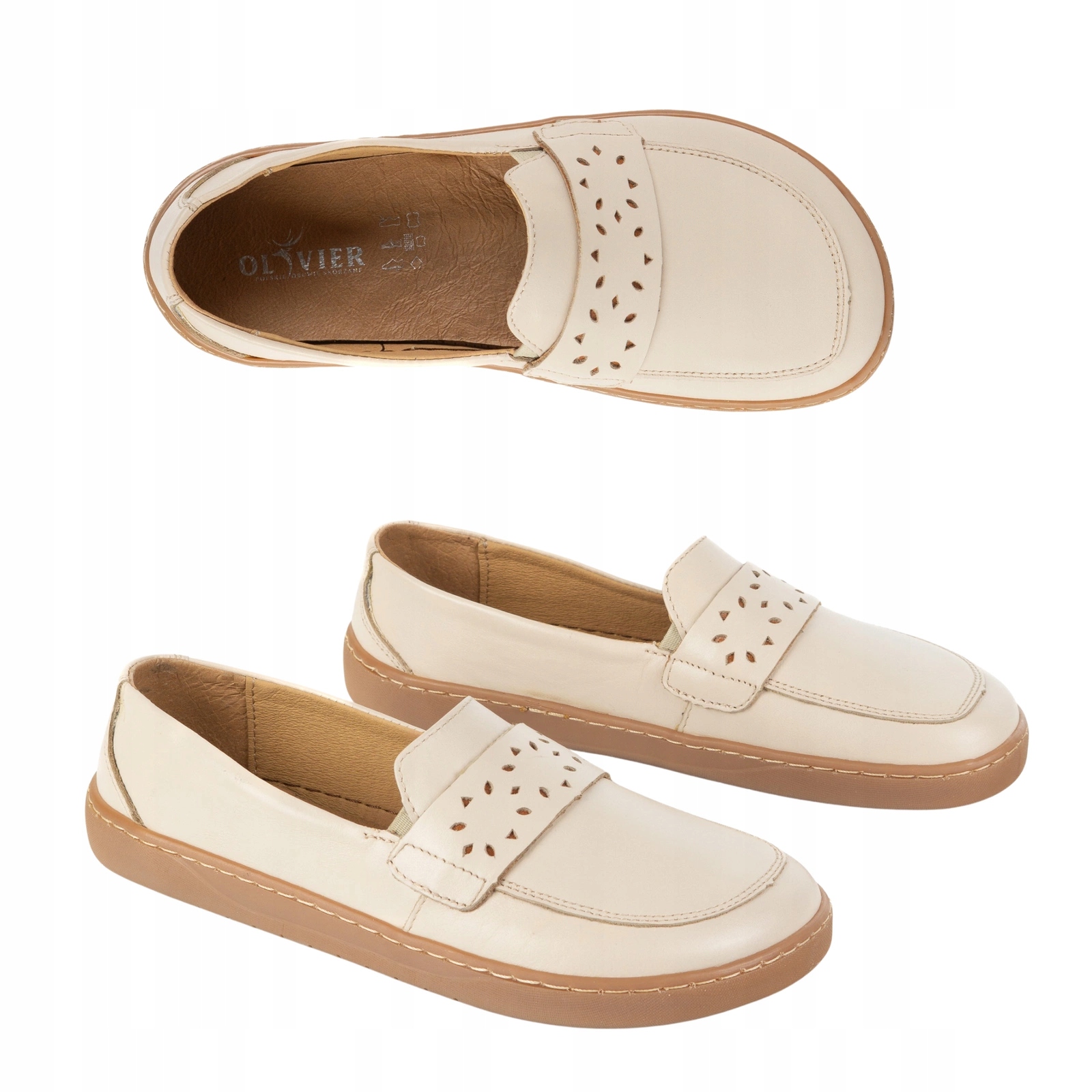 Dámské barefootové boty Inga Olivier mokasíny pro každodenní nošení béžové, tuhé, velikost 42