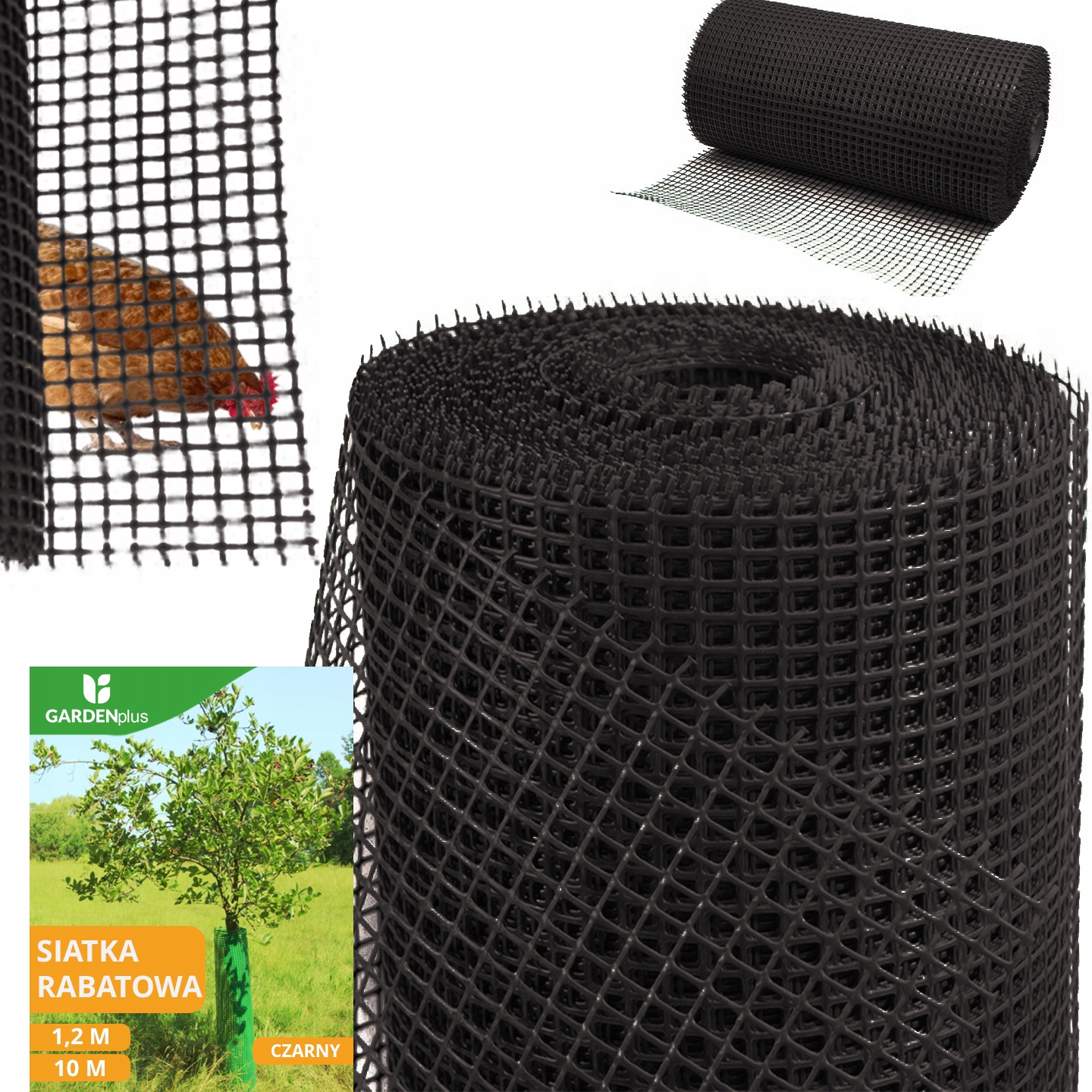 Czarna Siatka Rabatowa Plastikowa Ogrodzenie Dla Kur 15X15 1,2 x 10M