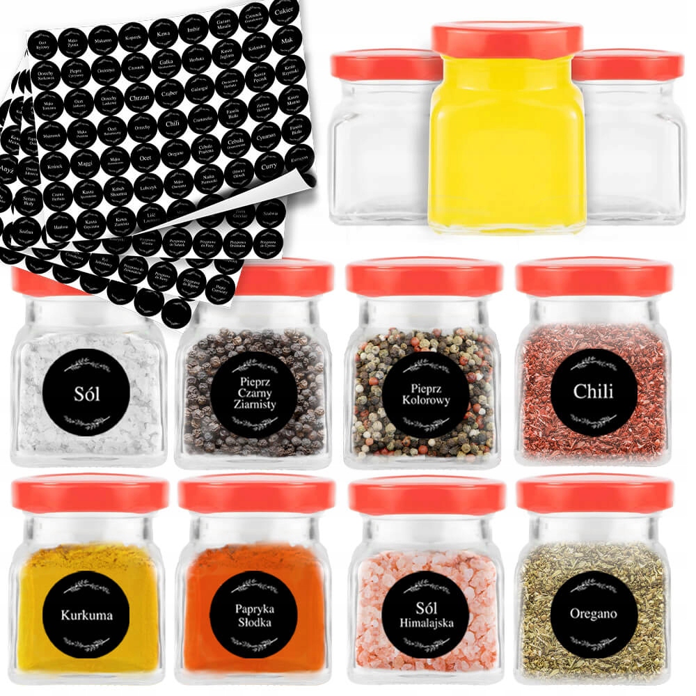 

20X Słoik na przyprawy 120ML 252 naklejki