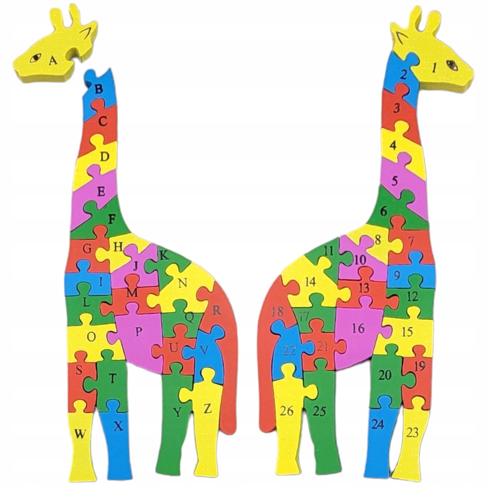 EDUKACYJNE PUZZLE DREWNIANE LITERKI I CYFERKI