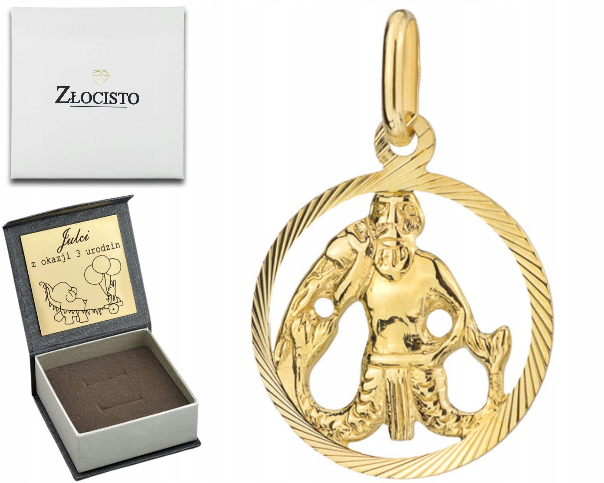 Zlatý Přívěsek Znamení Zvěrokruhu Vodnář 585 Gravírování