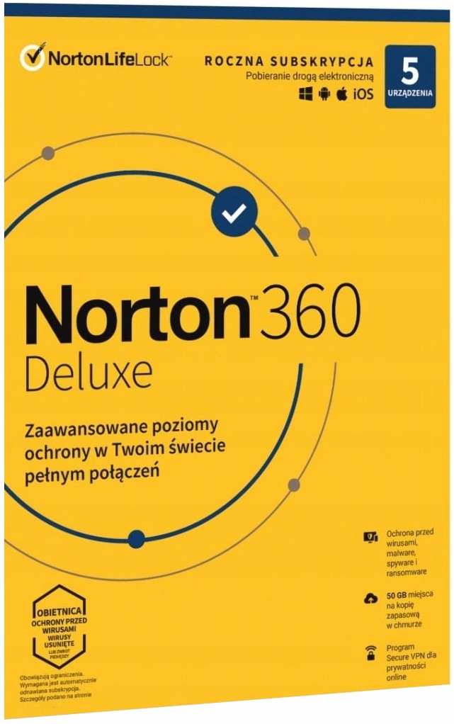 Antivírus NORTON 360 DELUXE VPN 50GB 5PC 24MC ESD ELEKTRONICKÝ KĽÚČ