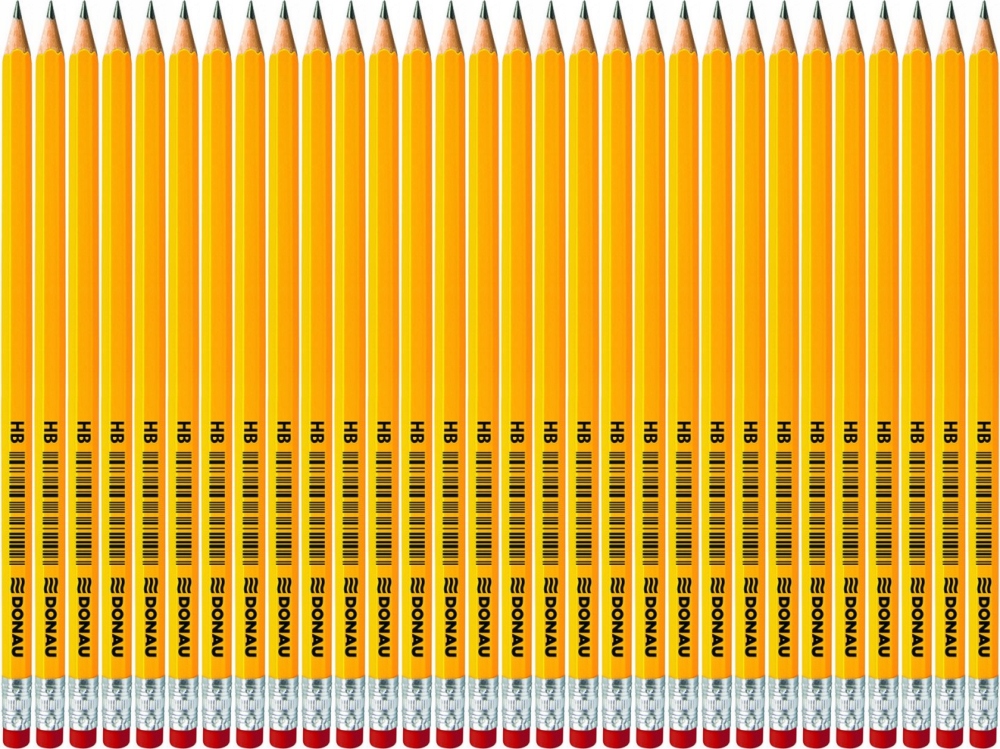 Ołówek drewniany z gumką HB lakierowany żółty Donau x 36 sztuk