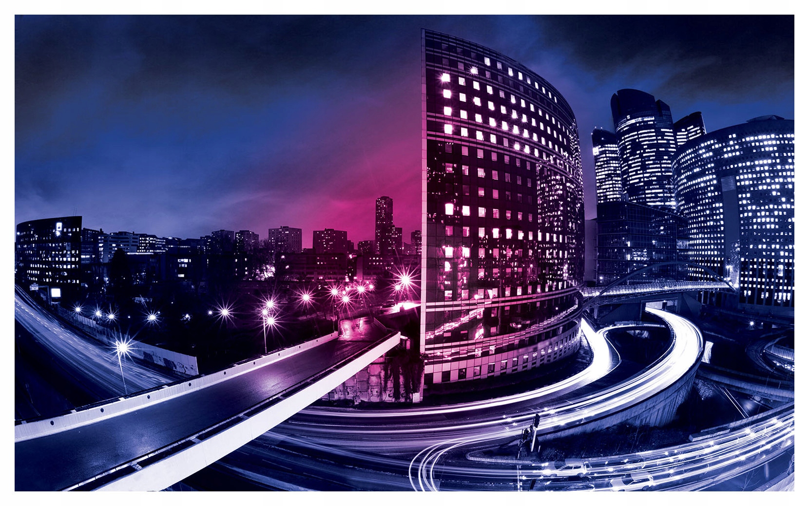 Vliesová fototapeta Noční město panorama futuristické 300x210 lepidlo