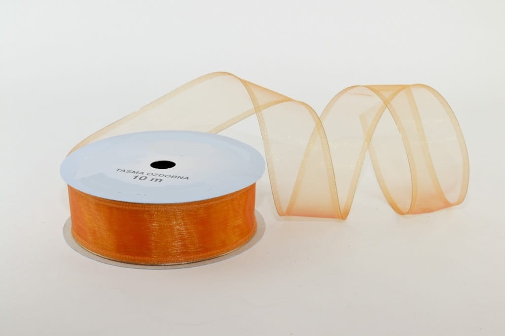 

Wstążka taśma szyfonowa z drucikiem 4cm Pomarańcz