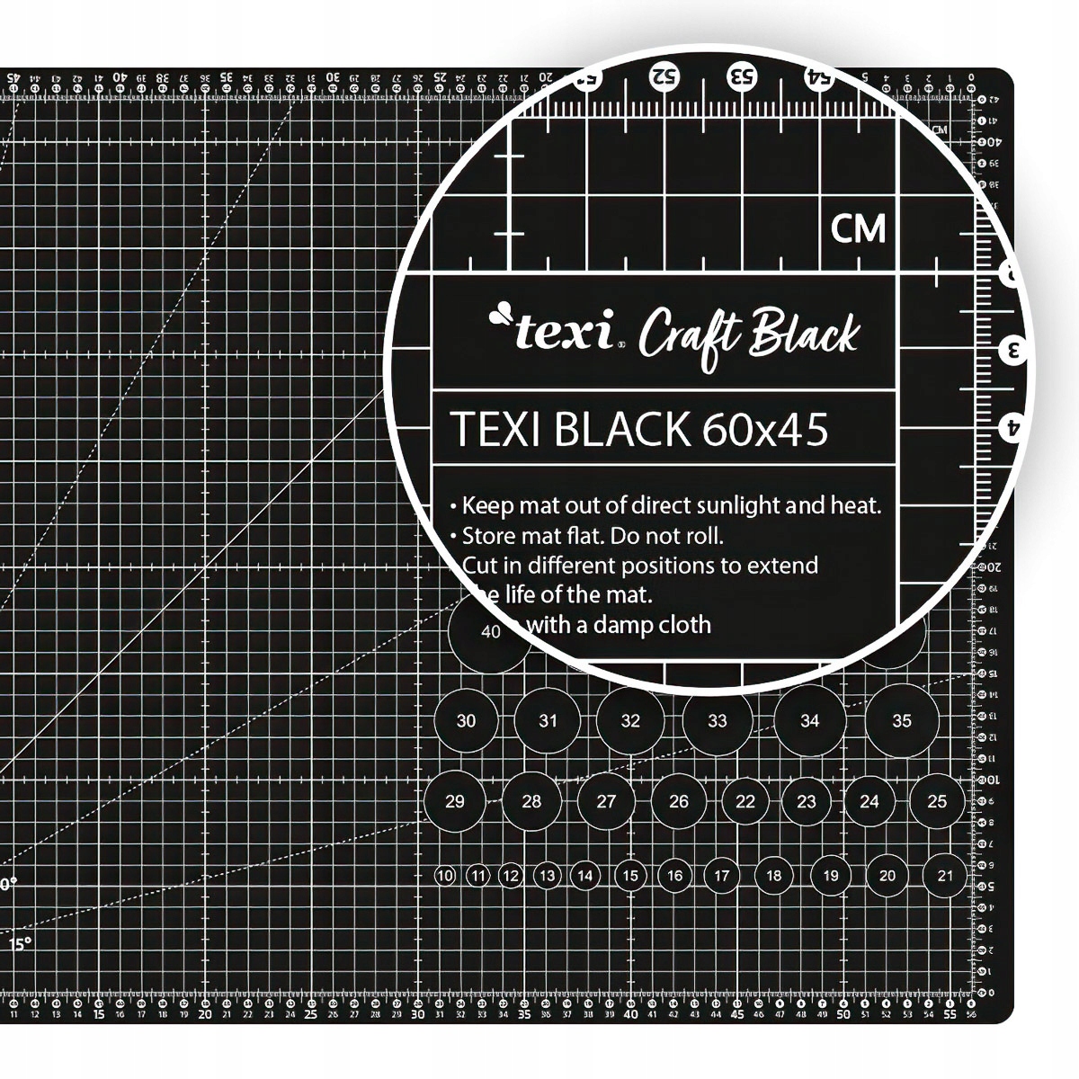 Řezací podložka na látky, patchwork Texi Black M, samosvorná, černá, 60x45c