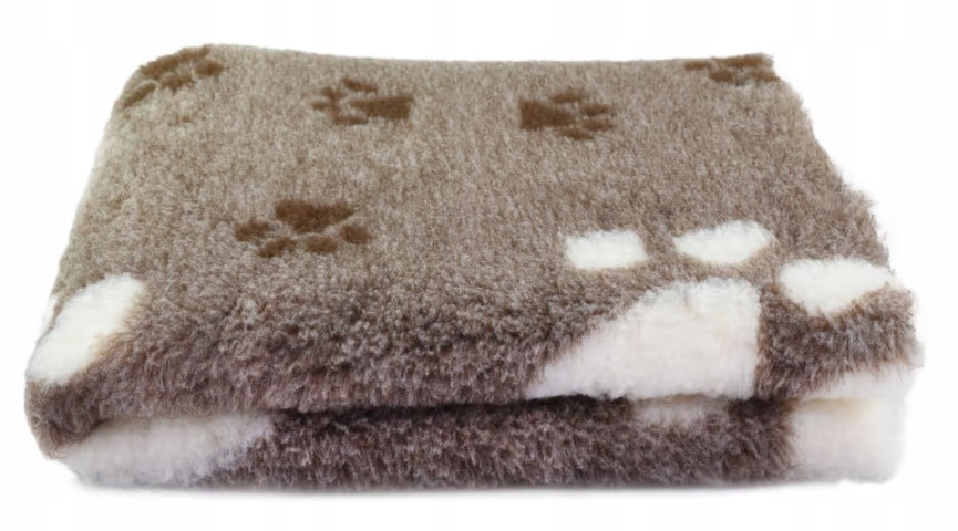 Dry Bed Vet A+ suche legowisko 150x100cm Beżowe z brązową i białą łapą
