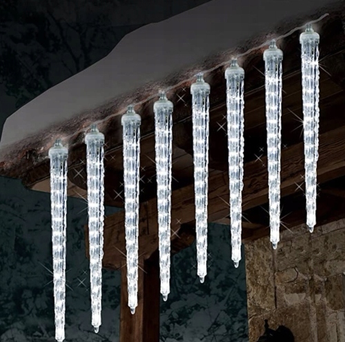 Lampičky Sople Meteory Padající Sníh 40 CM 8 Bílá Studená Pravá