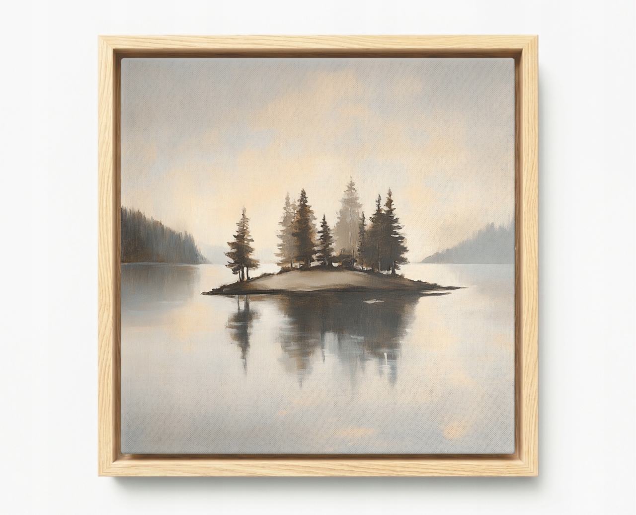 Obraz Rám Americký Box Krajina Hory Les Jezero Fiord Ostrov Smrk 80x80