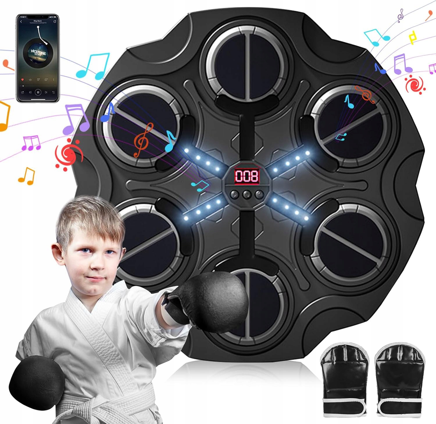 Music Boxing Machine Maszyna Do Boksu Ściana Bokserska 3 prędkości Rękawice