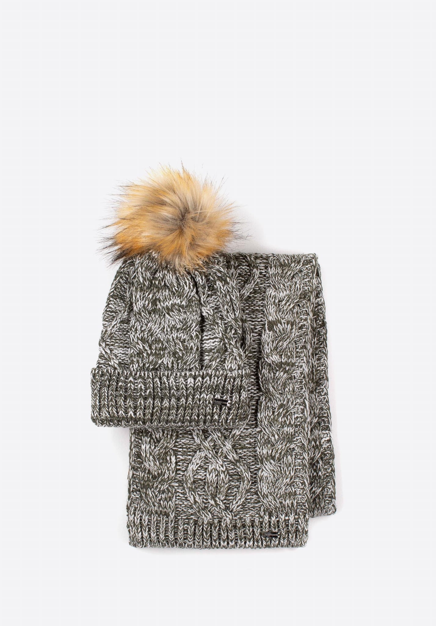 Teplý dámský komplet čepice a šála Wittchen 97-SF-001-Z s copánkovým vzorem