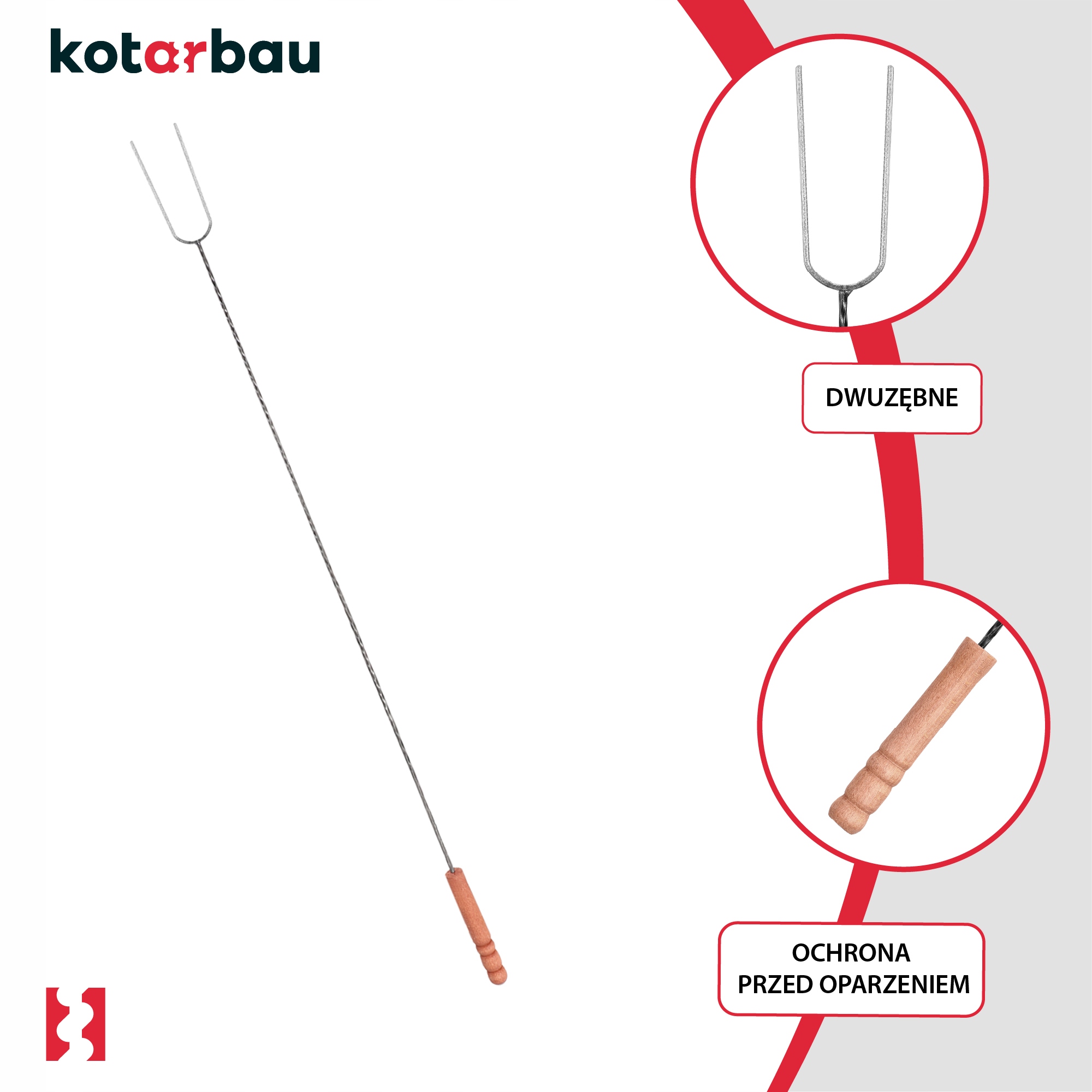 WIDEŁKI KIJ DO OGNISKA GRILLA WIDELEC OGNISKOWY NABIJAK DO KIEŁBASKI 139 CM Długość 139 cm