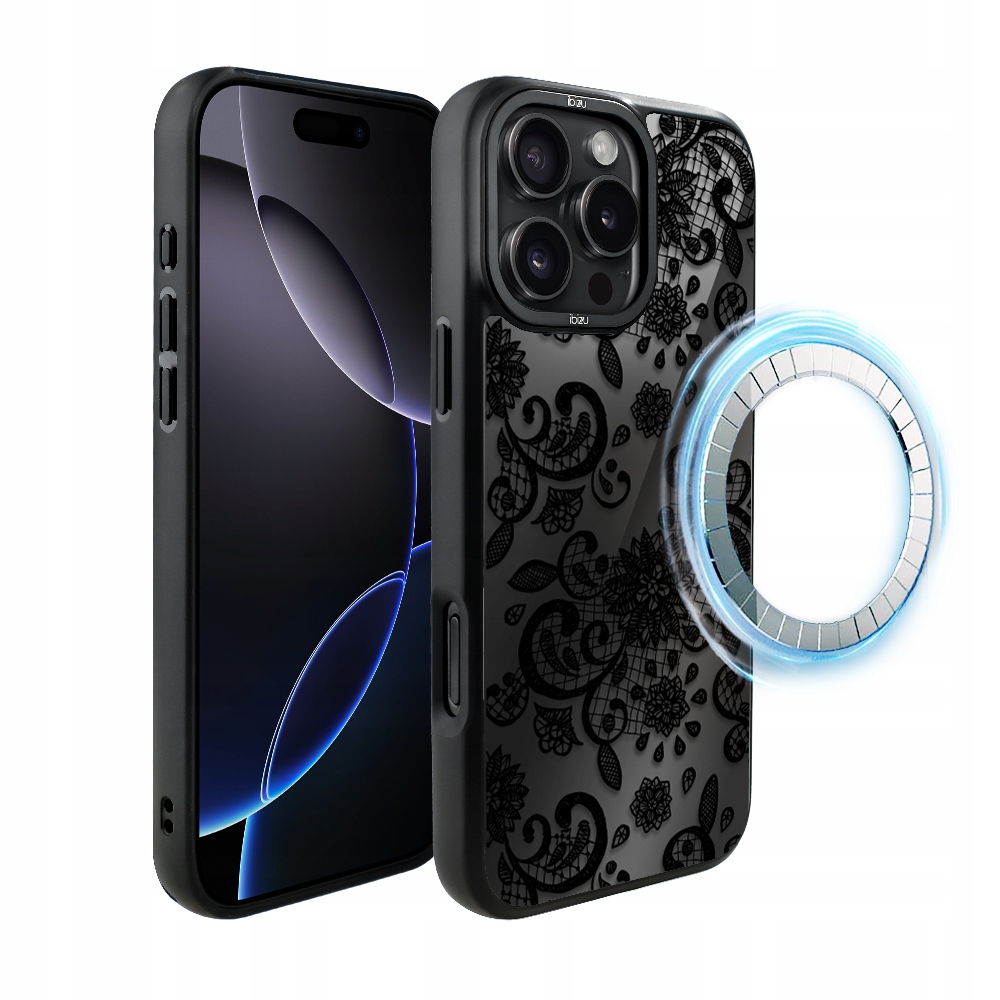 Matný Pouzdro Ibizu DropGuard s MagSafe pro iPhone 16 Pro Max, krajkově černý
