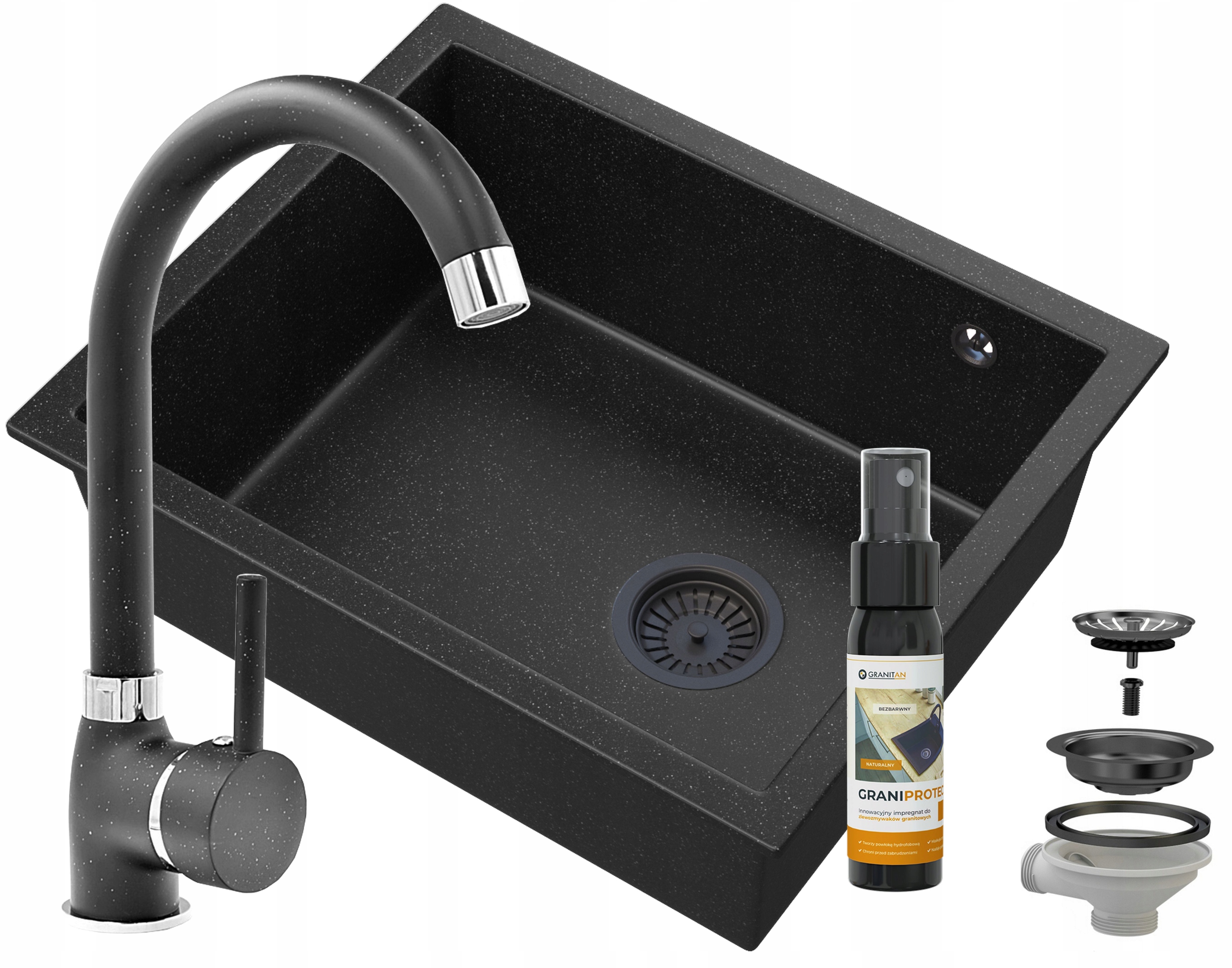 Poddoskový Granitový Drez, Čierny, Závesný Salix