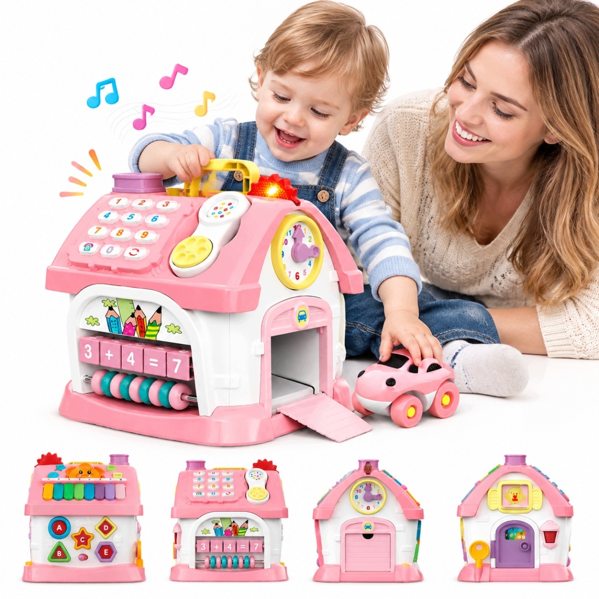 Interaktywne Biurko Domyk 6 W 1 Różowa Montessori Zabawka Muzyczna 18M