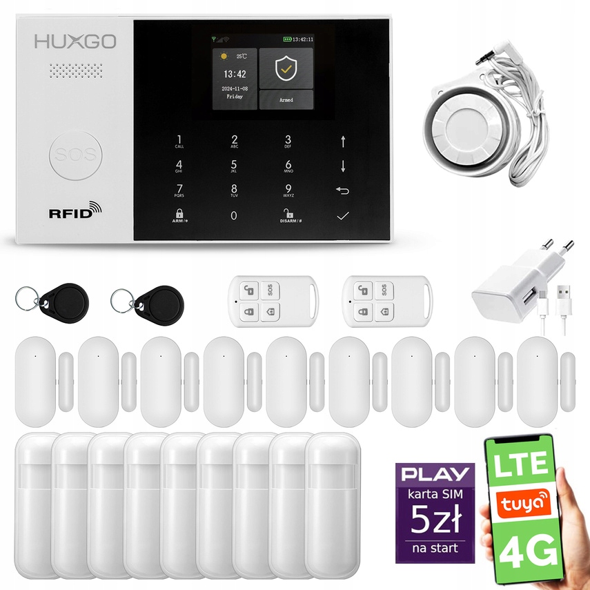 Bezdrôtový alarm WiFi Gsm 4G Lte s aplikáciou Tuya, Huxgo HXA005 4G