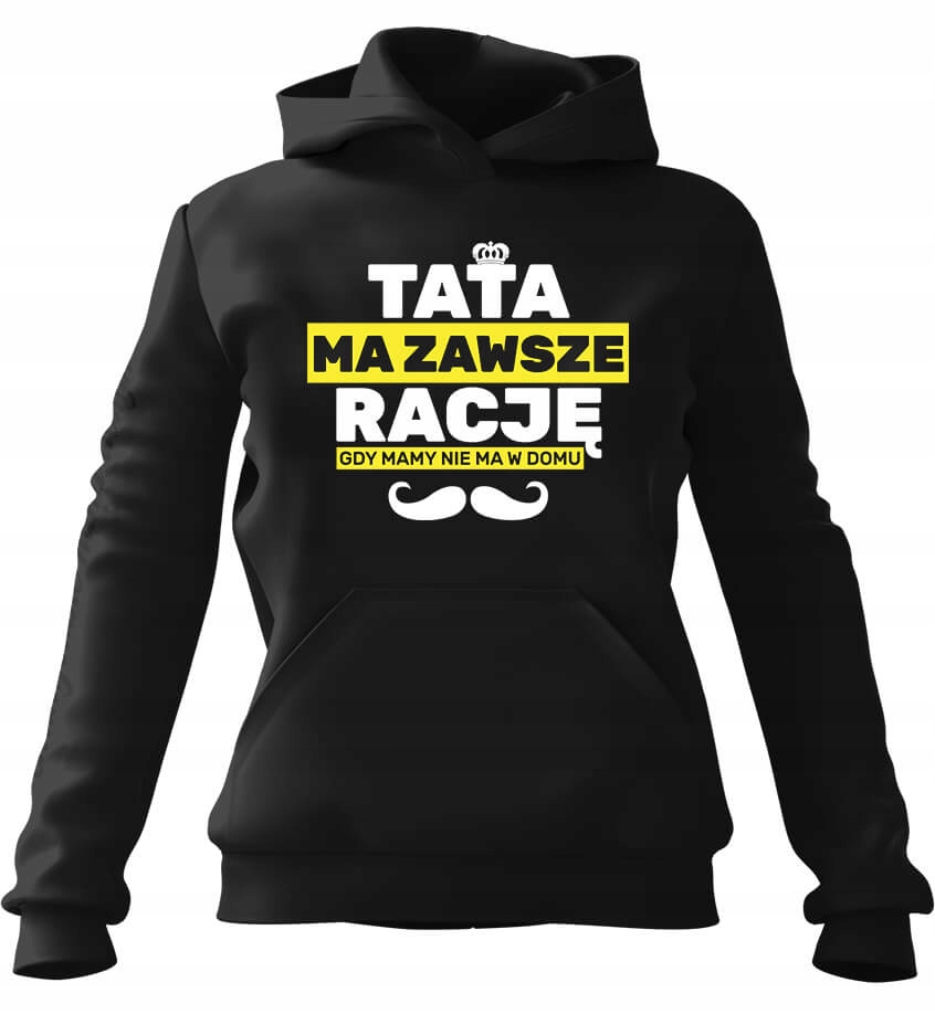 pánská mikina s kapucí Táta má pravdu, když černá M pro něj chlapa manžela chtěl